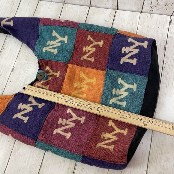 NY Crossbody Sling Slouchy HOBO Bag NEW YORK BLOCK PATCHWORK - Nepal - Picture 8 of 13